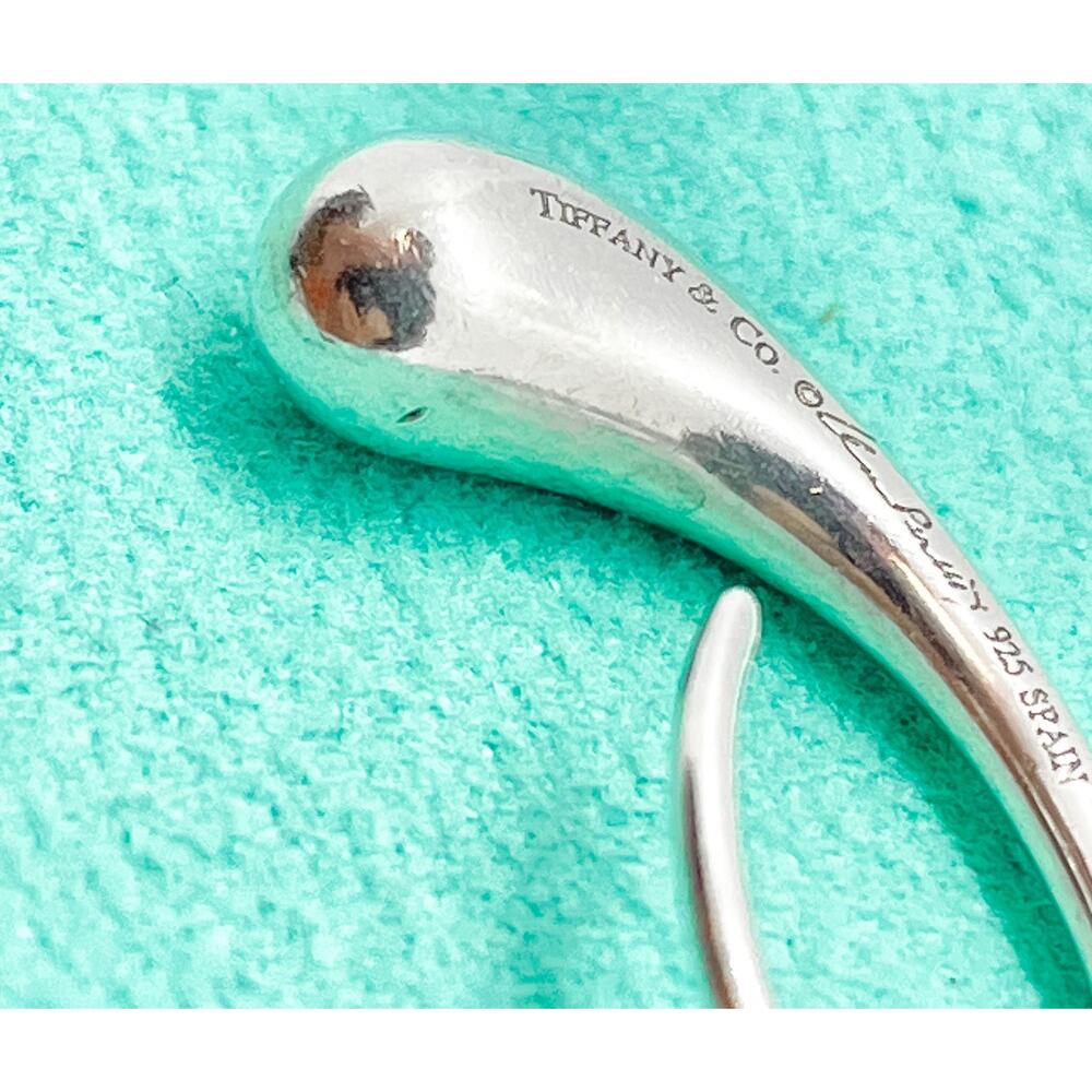 Tiffany & Co. Elsa Peretti Teardrop Hoop Earrings Sterling Silver - Picture 10 of 10